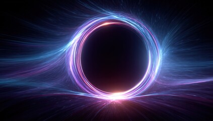 #3D Rendered Abstract Neon Circle Frame for Technology - Infused Presentations and Websites