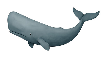 watercolor sperm whale isolated on transparent background, extracted, png file