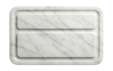 A marble serving board with grooves for separating different appetizers, suitable for an elegant dinner party in a city apartment.