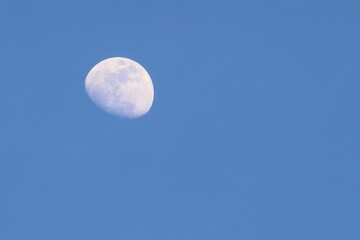 Moon in the Blue Sky: A close-up image of the moon during the daytime. The clear and expansive azure sky accentuates the moon's serene beauty.