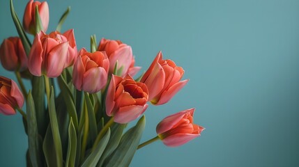 red and yellow tulips.flowers.copy space.