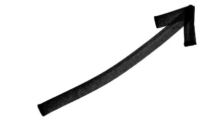 black marked arrow up isolated on transparent background. arrow hand draw by marker pen black. arrow icon