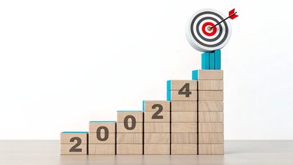 Stacked White Cubes with Target and Arrow Signifying 2025 Growth Plan