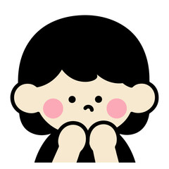 Sad girl illustration, cute cartoon character vector design