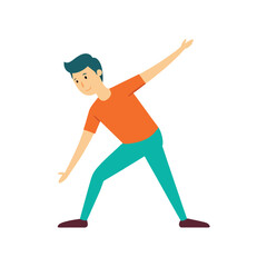 Obraz premium -young-man-practicing-doing-posture-correction-str.eps