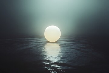 a glowing orb floating in water