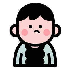 Sad Cartoon Child Illustration, Vector, Cute Style