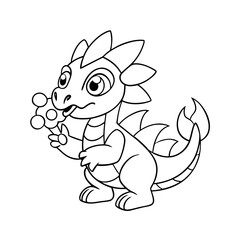 Naklejka premium Dragon Blowing Flower Petals Printable Coloring Page