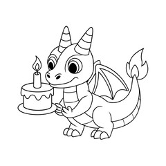 Dragon Blowing Out Birthday Candles Printable Coloring Page