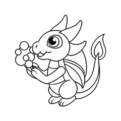 Fototapeta premium Dragon Blowing Garden Flowers Printable Coloring Page