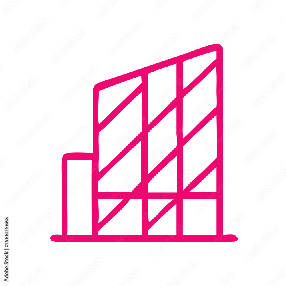 Poster handdrawn pink building tower skyscraper architecture structure landmark icon element