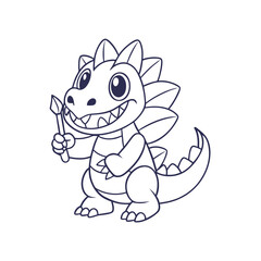 Obraz premium Dragon Brushing Its Teeth Coloring Page