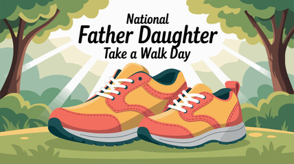 National Father-Daughter Take a Walk Day Bonding Shoe Illustration
