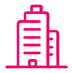 Obraz premium Handdrawn Outline Building Structure Tall Residence Construction Skyscraper Architecture Icon