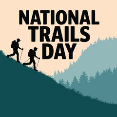 National trails day hikers ascend a scenic mountain