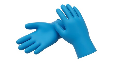 Obraz premium Two blue nitrile gloves are displayed, one on top of the other, against a clean white background.