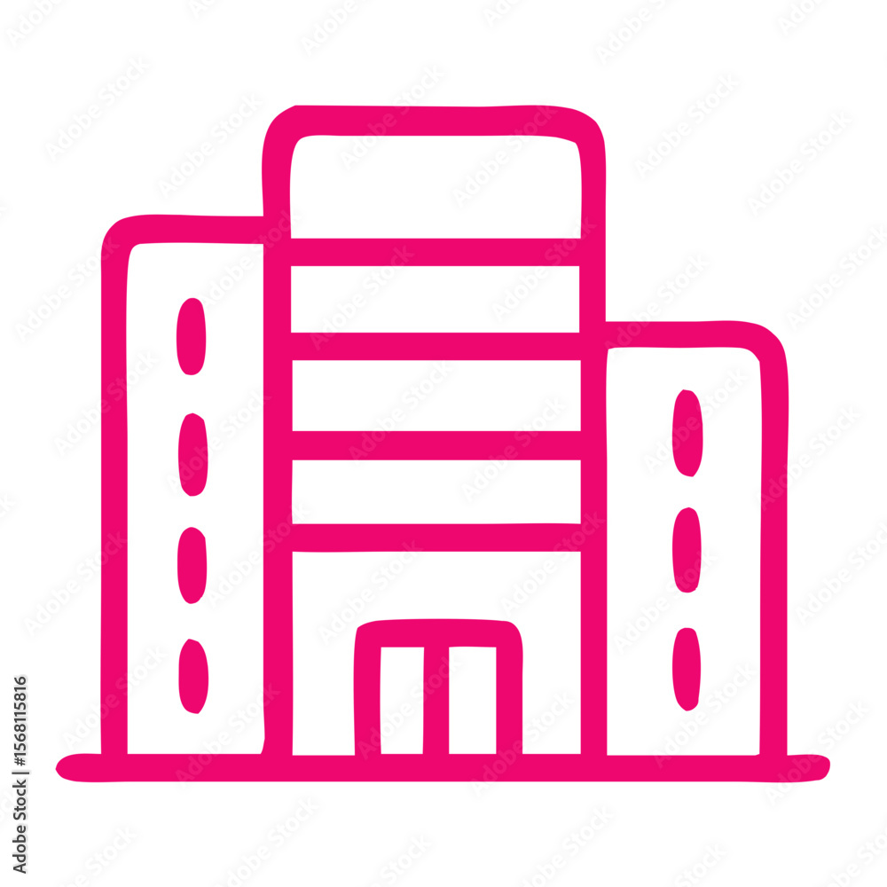 Poster outline line building icon with simple design for architecture element