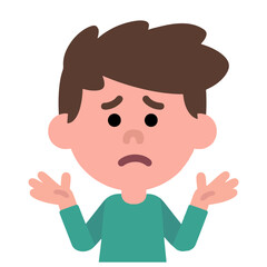 Obraz premium Sad boy cartoon illustration, vector graphic, flat style, teal shirt
