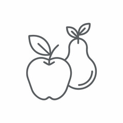 Minimal Fruit Icon Apple and Pear Outline Vector.