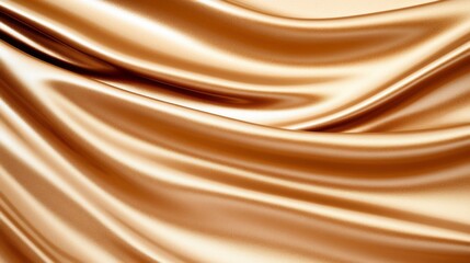 Fototapeta premium Perfectly smooth glossy gold-bronze fabric surface with elegant waves, minimal and clean background for luxury product display