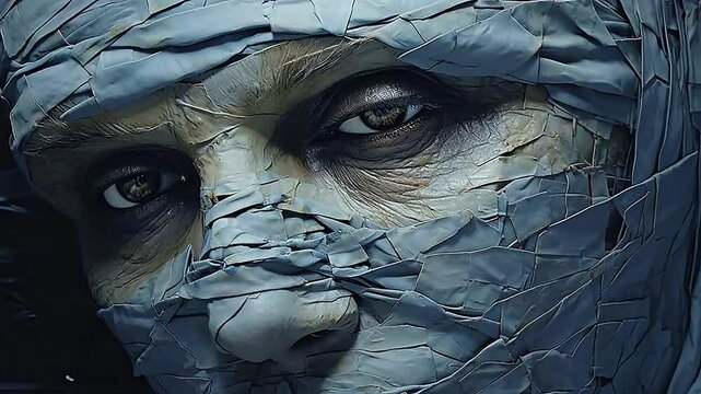mummy in Delfts Blauw realistis and slow,ai generative