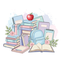 Watercolor Sublimation Book Pile

