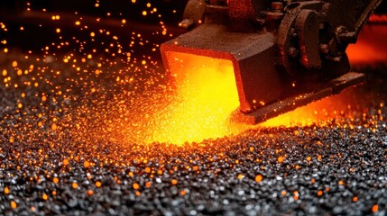 Molten Metal Pouring: Industrial Metallurgy Close-Up