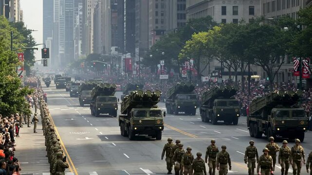 Military parade city street
