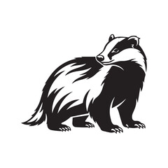 Standing Badger Silhouette Tribal Style Vector Illustration
