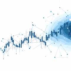 Fototapeta premium Financial Chart with Blue Candle Stick Pattern on White Background Representing Stock Market Analysis and Investment Strategies