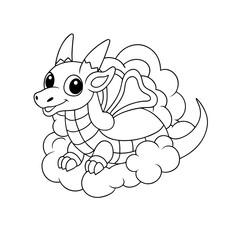 Obraz premium Dragon Flying Through Sweet Clouds Coloring Page