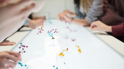 Students Exploring 3D DNA Models in a Futuristic Augmented Science Lab with Hands-On Interactive Learning on Illuminated Tables - Powered by Adobe