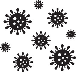 Silhouette set of vector illustrations of simple shapes of various virus icons and pictograms