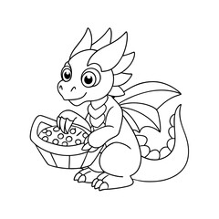 Naklejka premium Dragon Planting Candy Seeds Coloring Page