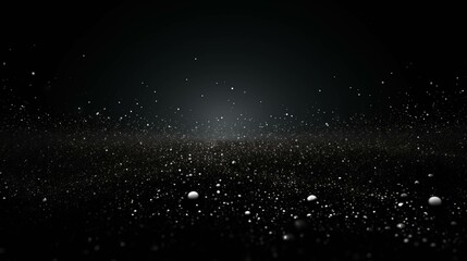 This abstract image showcases a dark, glittering scene with particles creating a sense of depth.