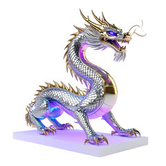 Obraz premium Ornate dragon figurine on illuminated platform