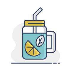 Ice tea lemon slice and mint leaves vector icon