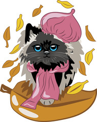 Autumn Cat Illustration.