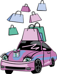Vector Illustration of a Cute Shopping Car.