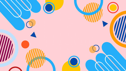 Abstract background with colorful geometric shapes like circles, triangles, and lines. Modern and dynamic design, perfect for posters, banners, presentations, and creative digital content.
