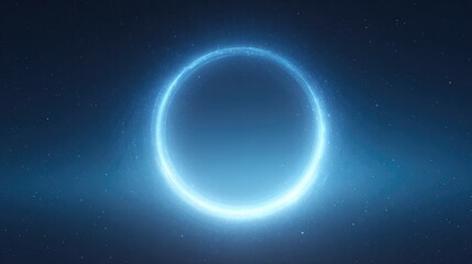 drone-view abstraction of invisible force fields represented by concentric glowing rings on dark blue field