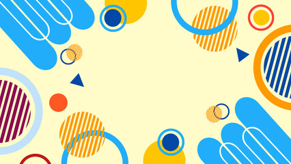 Abstract background with colorful geometric shapes like circles, triangles, and lines. Modern and dynamic design, perfect for posters, banners, presentations, and creative digital content.