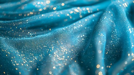 Shimmering Blue Fabric with Glittery Texture in Soft Lighting