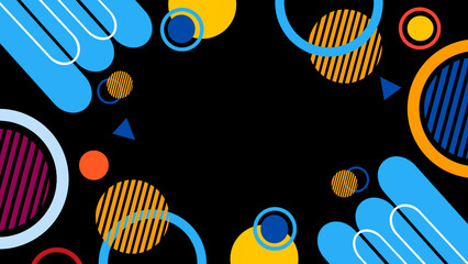 Abstract background with colorful geometric shapes like circles, triangles, and lines. Modern and dynamic design, perfect for posters, banners, presentations, and creative digital content.
