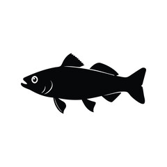 Sleek black silhouette of a fish swimming gracefully in clear water