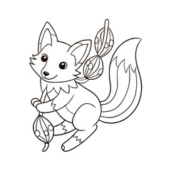 Fototapeta premium Fox Swinging from a Candy Vine Coloring Page