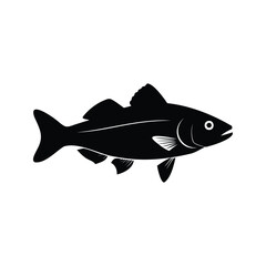 Silhouette of a generic fish species in simple black and white style