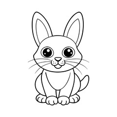 Fototapeta premium Kitten with Bunny Ears Coloring Page
