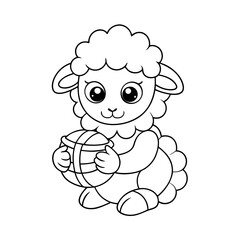 Obraz premium Lamb Playing a Jellybean Xylophone Coloring Page