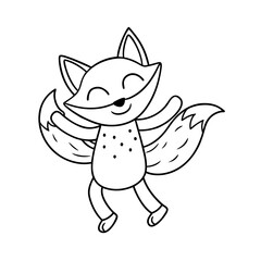 Naklejka premium Fox Dancing Under a Sunbeam Coloring Page